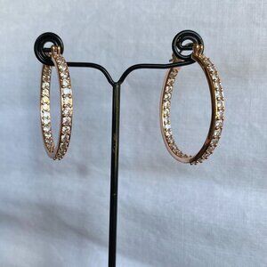 FAC Rose Gold Cubic Zirconia Hoop Earrings NWT​​